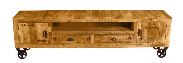RUSTIC Lowboard Braun - Mango - 200 x 55 x 40 cm