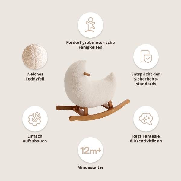 Schaukelpferd Beige - Textil - 29 x 56 x 68 cm