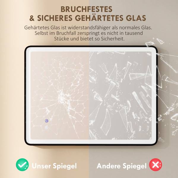 Badkamerspiegel 834-908V00BK zwart - glas - 5 x 60 x 80 cm