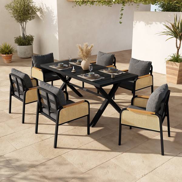 Set table Coeus II (7-él.) Noir - Métal - Textile