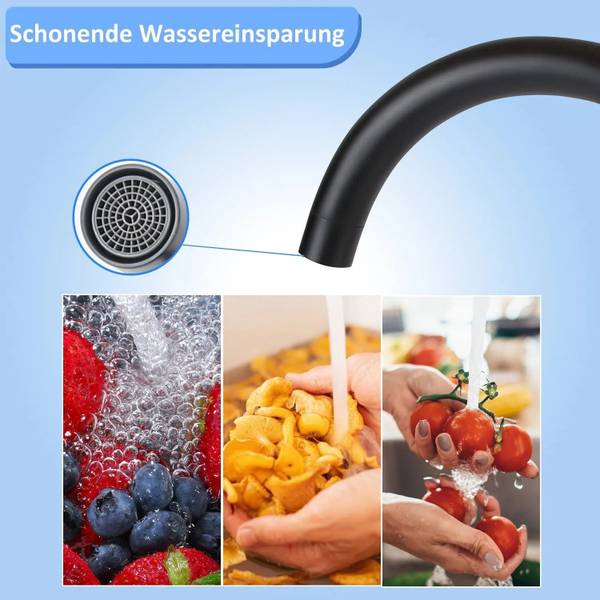 Keukenkraan Susanne zwart - metaal - 6 x 33 x 19 cm