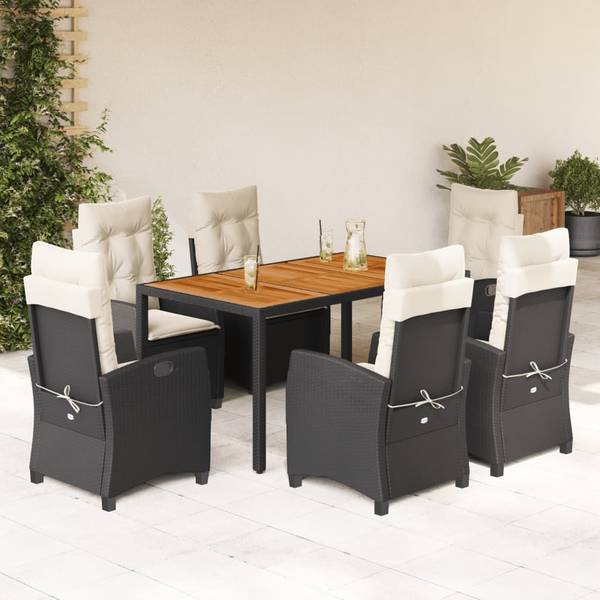 Garten-Essgruppe 3033386-1 (7-teilig) Schwarz - Polyester - Akazie - Stahl - 90 x 75 x 150 cm