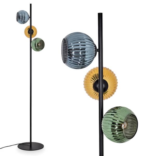 Stehlampe Cesaro Blau - Gold - Grün - Aluminium - Klarglas - 36 x 160 x 31 cm