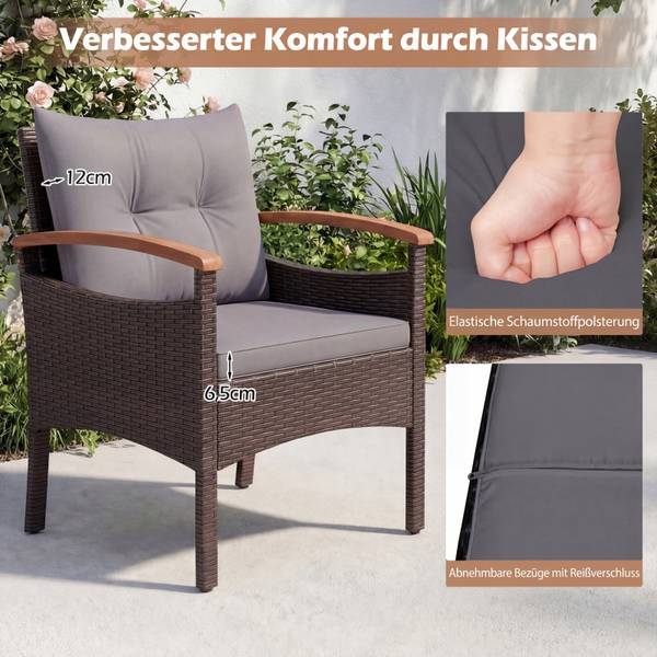 Garten-Sitzgruppe TI97388SD 5-tlg. Grau - Rattan - 580 x 450 x 61 cm