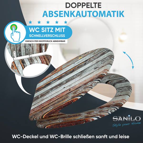 WC-Sitz Antik Braun - Holzwerkstoff - 38 x 6 x 48 cm