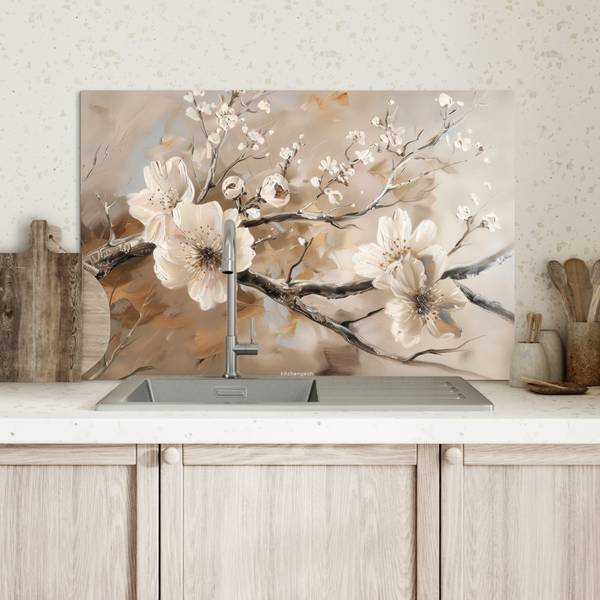 SPRITZSCHUTZ KÜCHE Blumen 70 x 50 cm