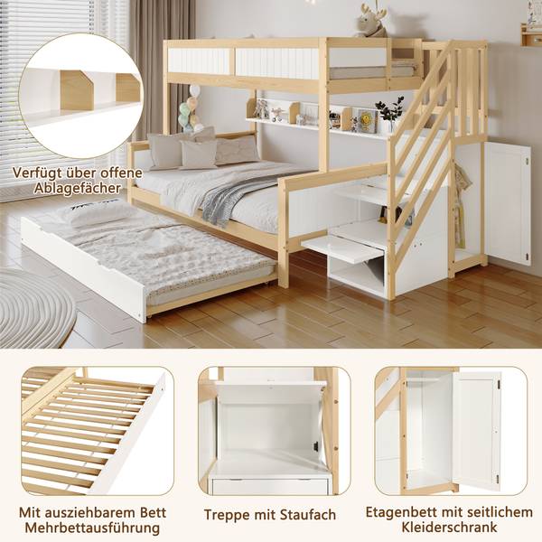 Stockbett K-1320 Weiß - Holzwerkstoff - 129 x 148 x 252 cm