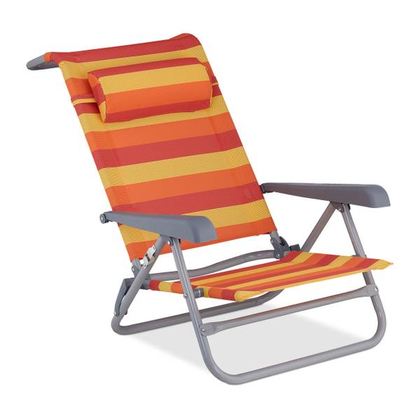 Opvouwbare strandstoel met armleuning oranje - rood - geel - polyester - staal - 59 x 78 x 85 cm