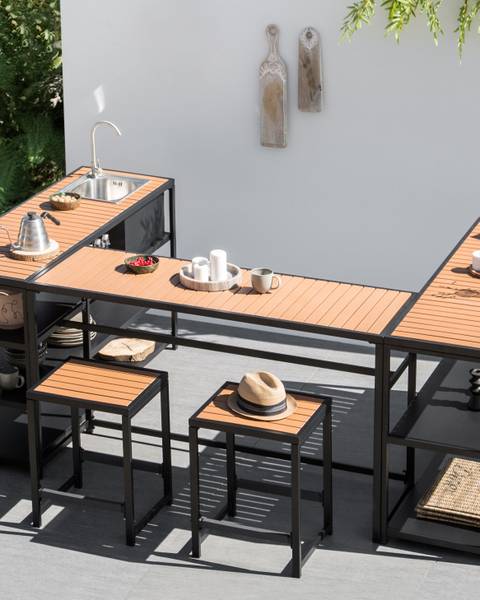 Barhocker AVETRANA Schwarz - Braun - Metall - 44 x 61 x 40 cm