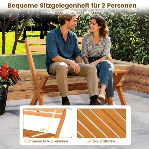 Gartenbank TI97219DE Braun - Massivholz - 56 x 80 x 105 cm