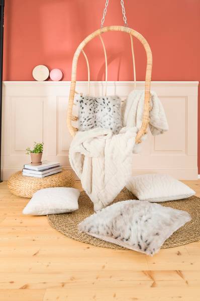 Kissenhülle Nerz Weiß - Textil - 40 x 1 x 40 cm