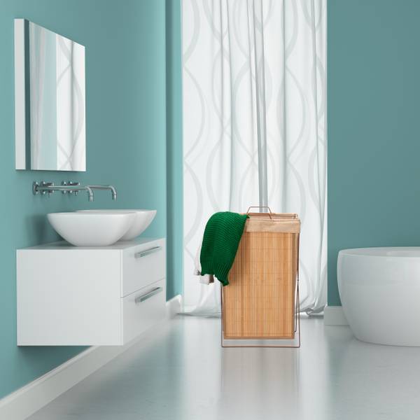 Wäschekorb Bambus mit Gestell Braun - Polyester - Stahl - 38 x 61 x 22 cm