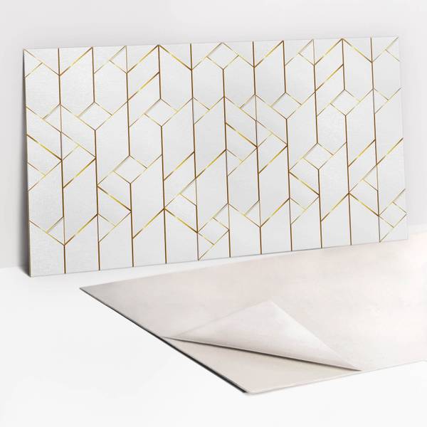 Selbstklebendes Wandpaneel Linien Gold - Polyester PVC - 100 x 50 x 0 cm