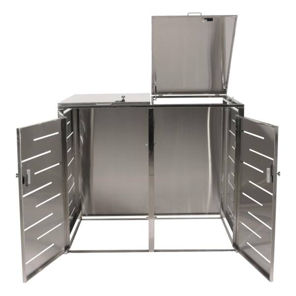Afvalbakafdekking voor 2 bakken E83 zilver - staal - 131 x 116 x 80 cm