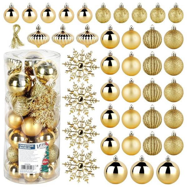 Weihnachtskugeln 40er Set 839436 Gold - Kunststoff - 5 x 5 x 5 cm