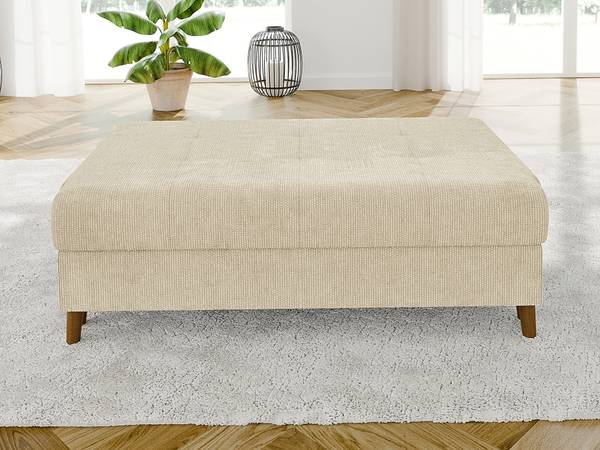 Wohnlandschaft und Hocker Sindre Beige - Ecke davorstehend links