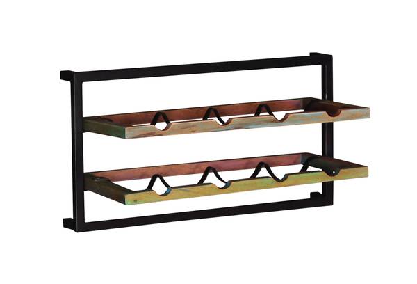 RIVERBOAT Wandregal Metall - Massivholz - 65 x 35 x 25 cm