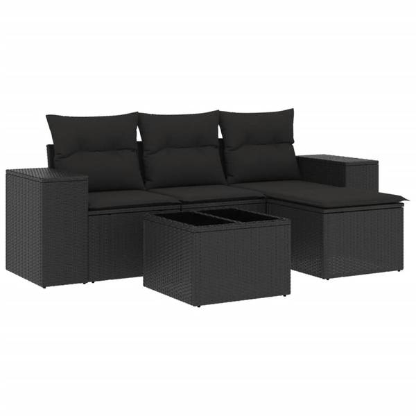 Loungeset 3035571-2 set van 5 zwart