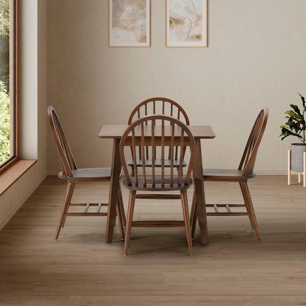 Ensemble table et 4 chaises Clarck Imitation noyer