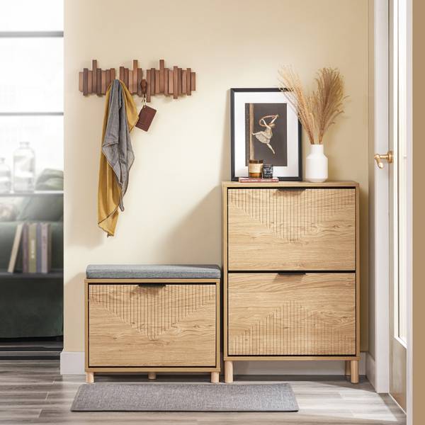 Étagère à chaussures 2 portes FSR200-N Marron - Bois manufacturé - 60 x 88 x 24 cm