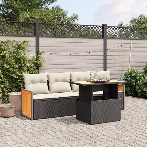Garten-Lounge-Set 3037358-1 (5-teilig) Schwarz - Creme