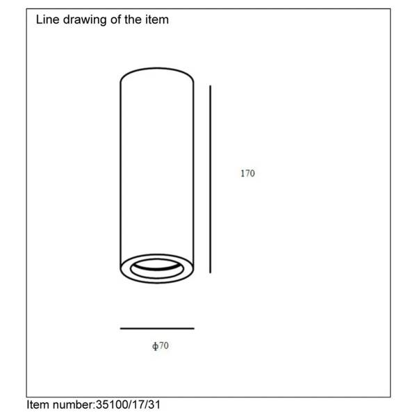 Deckenstrahler GIPSY Weiß - Gips - 7 x 17 x 7 cm