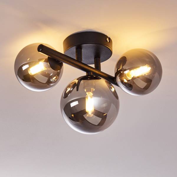 Deckenleuchte Bollate Grau - Metall - 23 x 28 x 28 cm