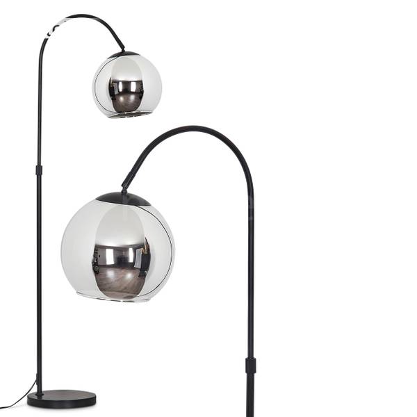 Stehlampe Cesaro Grau - Silber - Metall - 11 x 141 x 105 cm