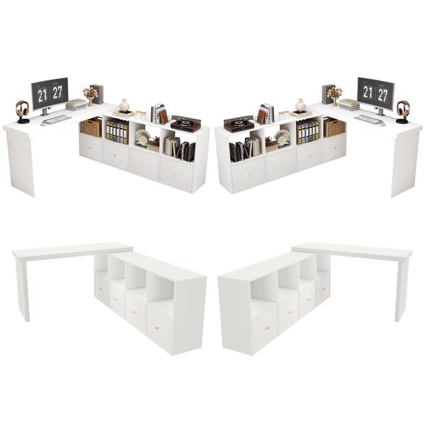 Hoekbureau CHANGLucy wit - plaatmateriaal op houtbasis - 140 x 78 x 120 cm