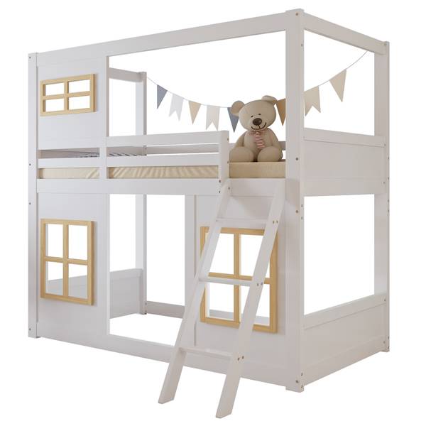 Stockbett K-940 Weiß - Massivholz - 90 x 185 x 200 cm