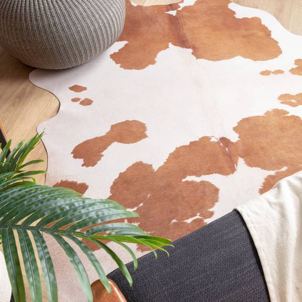 Peau de vache Bovine Blanc - Polyester - 155 x 1 x 190 cm