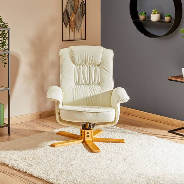 Fauteuil relaxation + repose-pied CHARLY Blanc