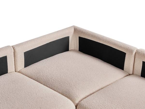 Canapé d'angle côté droit MESNALI Beige - Noir - 268 x 268 cm