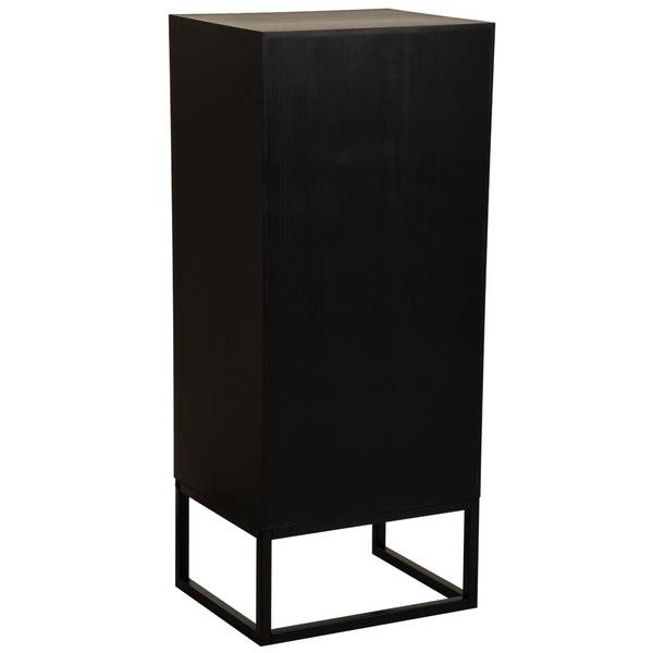 Commode Taki Noir - En partie en bois massif - 42 x 105 x 37 cm