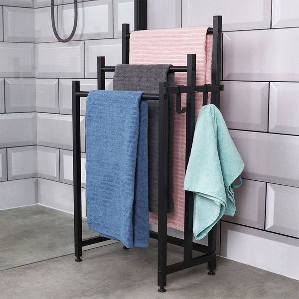 Handtuchständer 569821 Schwarz - Metall - 26 x 84 x 46 cm