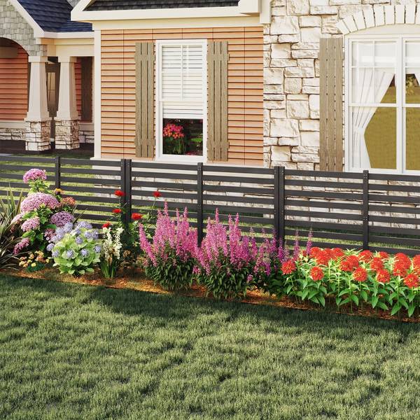 Gartenzaun ZB35496 2-tlg. Schwarz