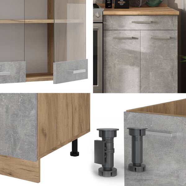 Küchenzeile R-Line 54173 Braun - Grau - Chrom - 200 x 82 x 60 cm