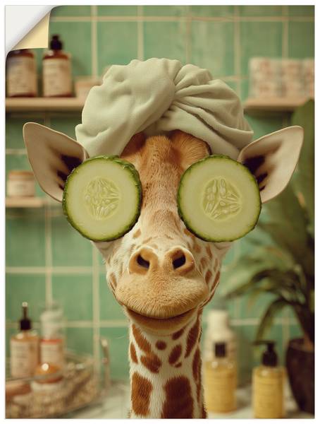 Wandaufkleber  Giraffe beim Spa 30 x 40 cm