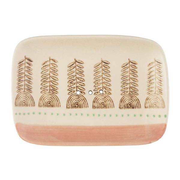 Porte savon en grès Retro Céramique - 10 x 2 x 14 cm