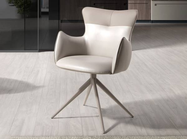 Drehstuhl 4203 Weiß - Polyester - Edelstahl - Vinyl - 59 x 86 x 63 cm