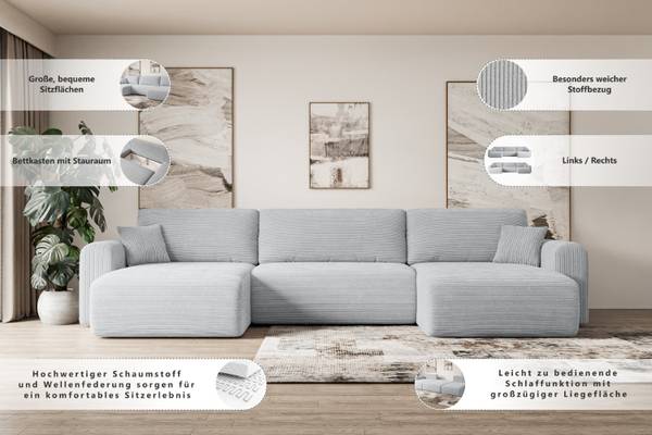 Wohnlandschaft ORRO-U Creme
