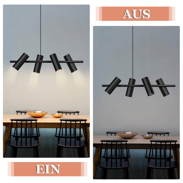Hanglamp Hannah II met 4 lichtbronnen zwart - metaal - 6 x 170 x 66 cm