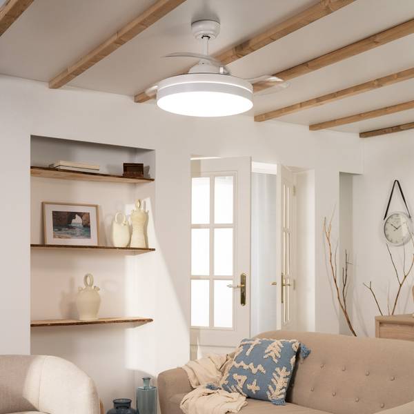 Deckenventilator Sjoerd Weiß - Metall - Kunststoff - 106 x 39 x 106 cm