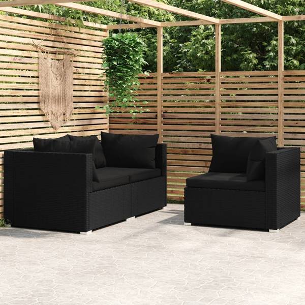 Loungeset 3017302 set van 3 zwart