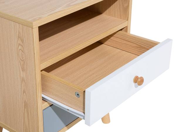 Nachttisch FARGO Braun - Grau - Weiß - Holzwerkstoff - 40 x 48 x 30 cm
