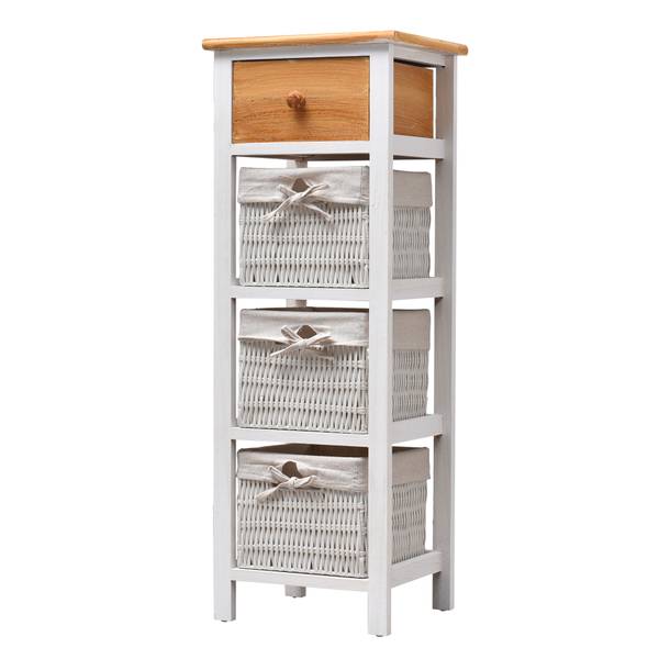 Chiffonnier RE4359 Blanc - Bois massif - 27 x 85 x 31 cm