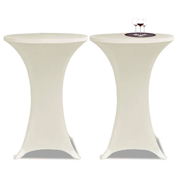 Stretch-Tischhussen 299448-1 (2er Set) Cremeweiß - 80 x 80 cm