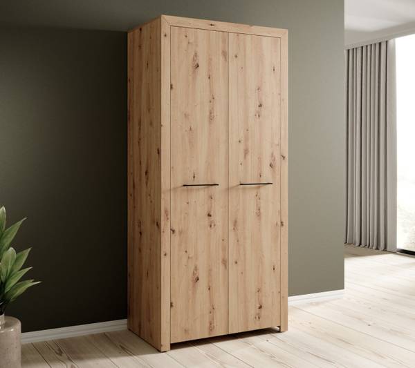 Kleiderschrank Janette Braun - Holzwerkstoff - 93 x 200 x 52 cm