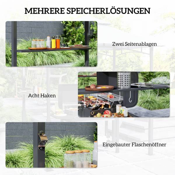 Barbecuepaviljoen 84C-537V00CG grijs - textiel - 148 x 248 x 243 cm