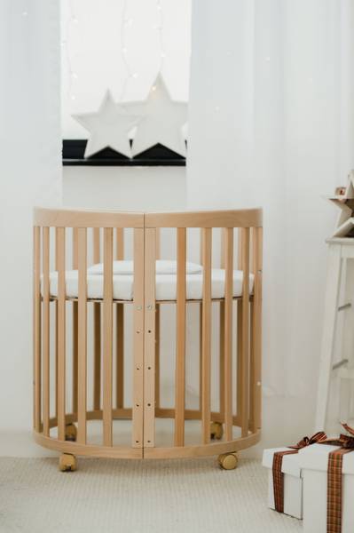 Babybett NATUR OWAL 7in1 mit Matratze Braun - Buche - 77 x 81 x 127 cm
